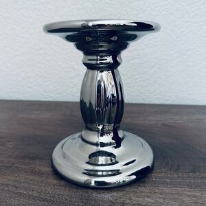 Silver Metallic Pillar Candle Holder Base